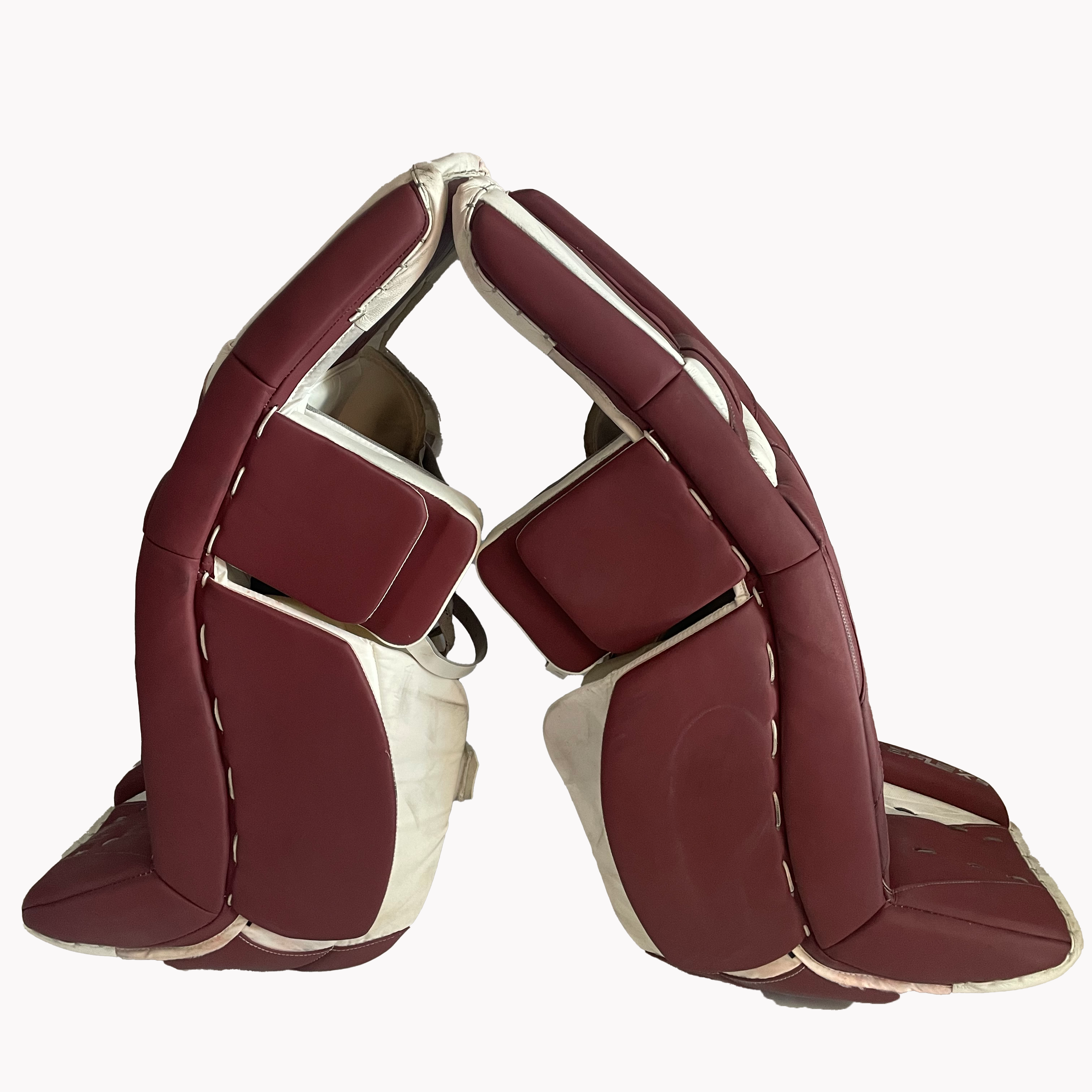 CCM Extreme Flex 5 - Jambières de gardien de but Pro Stock d'occasion (bordeaux/blancs)